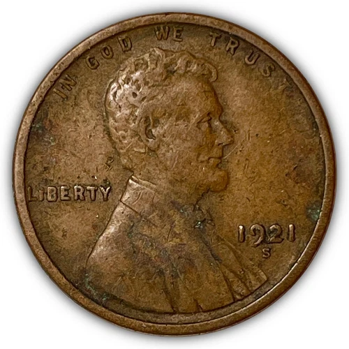 1921-S Lincoln Wheat Cent Extremely Fine XF Coin, Details #5783