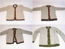4-tlg. Set Vintage Kinder Strickjacken Wolle in alpenl&auml;ndischem Stil 128 bis 156