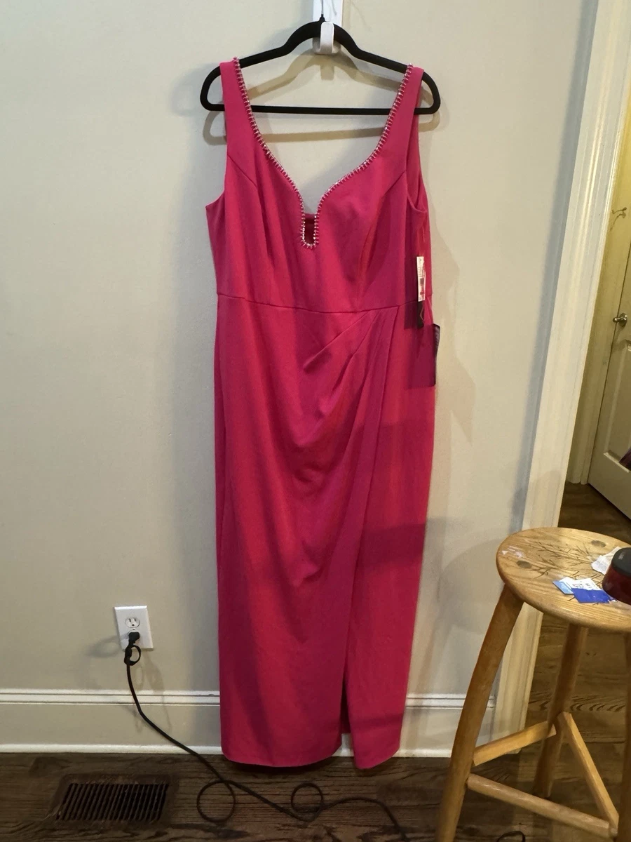 Vestido para mujer Adrianna Papell rosa con cuentas cuello corazón sin mangas talla 18W