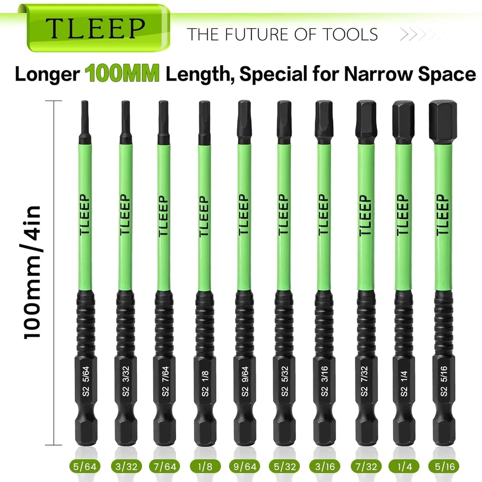 20 x Metric & SAE Allen Wrench Drill Bit Set 1/4" Hex Shank 4" Long Impact... - Image 2 of 4