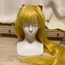 Sailor Moon Sailor Venus Yellow Long Wig with Burgundy Bow Cosplay Japan