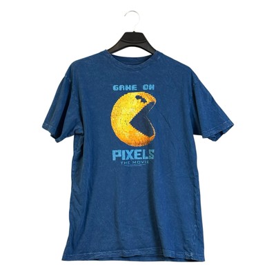 Pixels The Movie Shirt Promo Adam Sandler Mens X-Large Blue Pac-Man Arcade 2015