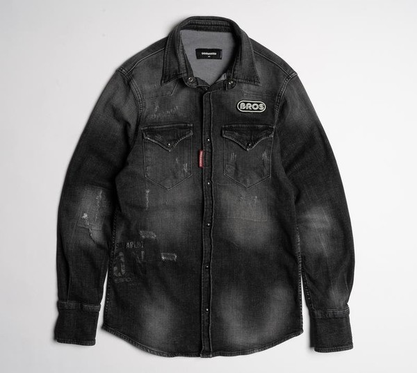 Men Dsquared² Shirt Black Denim 36 / S / 44