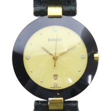 Rado 129.4075.4 Quartz Watch Leather Band Date Calendar Black Gold From Japan