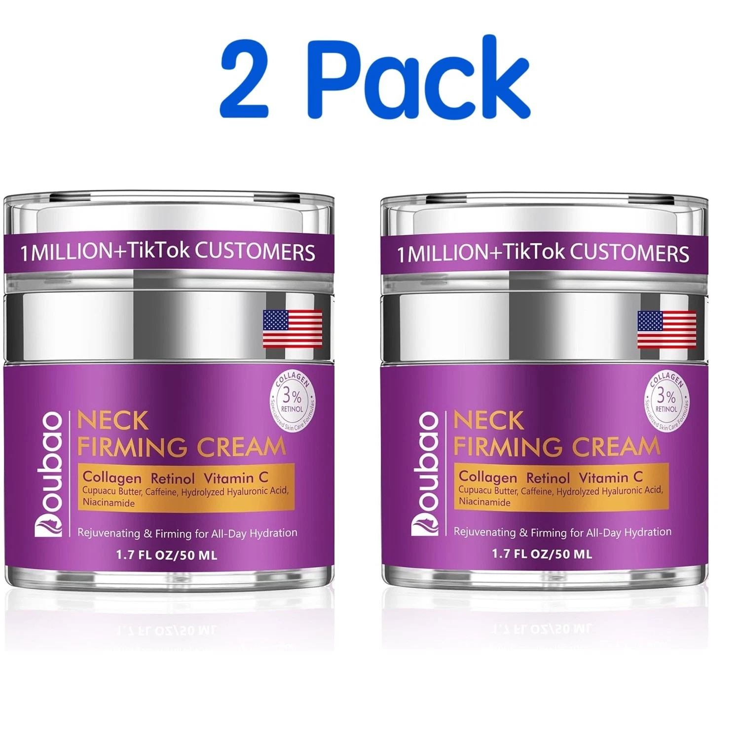 2 Neck Firming Cream, Wrinkle Cream for Women, Retinol Moisturizer with Collagen
