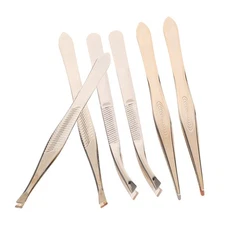  6pcs Lash Tweezers: Stainless Steel Eyebrow Tweezer - Straight