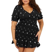 Brave Soul - Minikleid FüR Damen, V-Ausschnitt, Plus, PuffäRmel (GT42853)