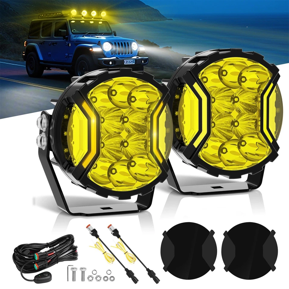 Barra de luces de trabajo LED de 5 pulgadas 180 W para tirador lateral vainas redondas DRL lámpara de conducción antiniebla 2 piezas Foto 2 de 4