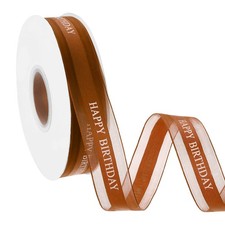 Durchscheinendes Band f&uuml;r Happy Birthday 1x41m f&uuml;r Geschenkverpackung braun