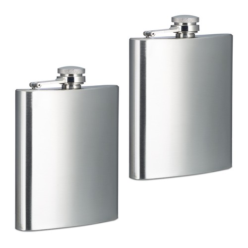 Flachmann Taschenflasche 110 g 200 ml Flachmann Set Mini Flachmann silber - Bild 1 von 8
