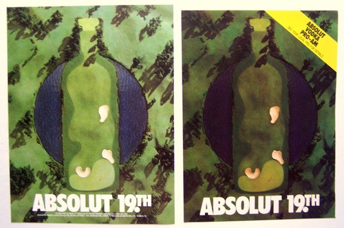 ABSOLUT 19th - 2 prints - 1989 - MINI-POSTER & magazine vodka ad art MINT