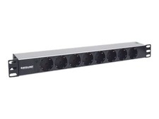 Intellinet 714037 1U Horizontal Aluminum Black Aluminum 8 Socket s AC Type F