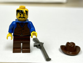 LEGO Cowboy vest blue shirt Western minifigure 6765 Gold City Junction