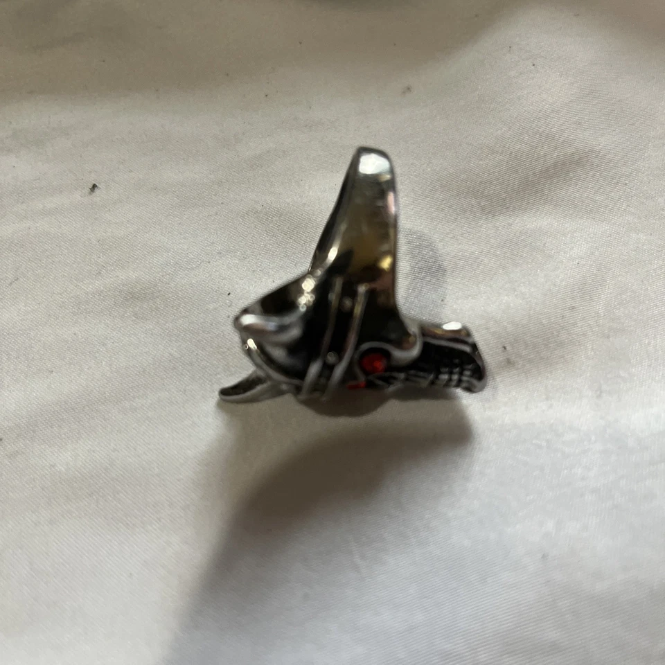 Anillo de calavera con cuernos de acero inoxidable punk joyería motociclista grande diablo regalo ojos Foto 2 de 4