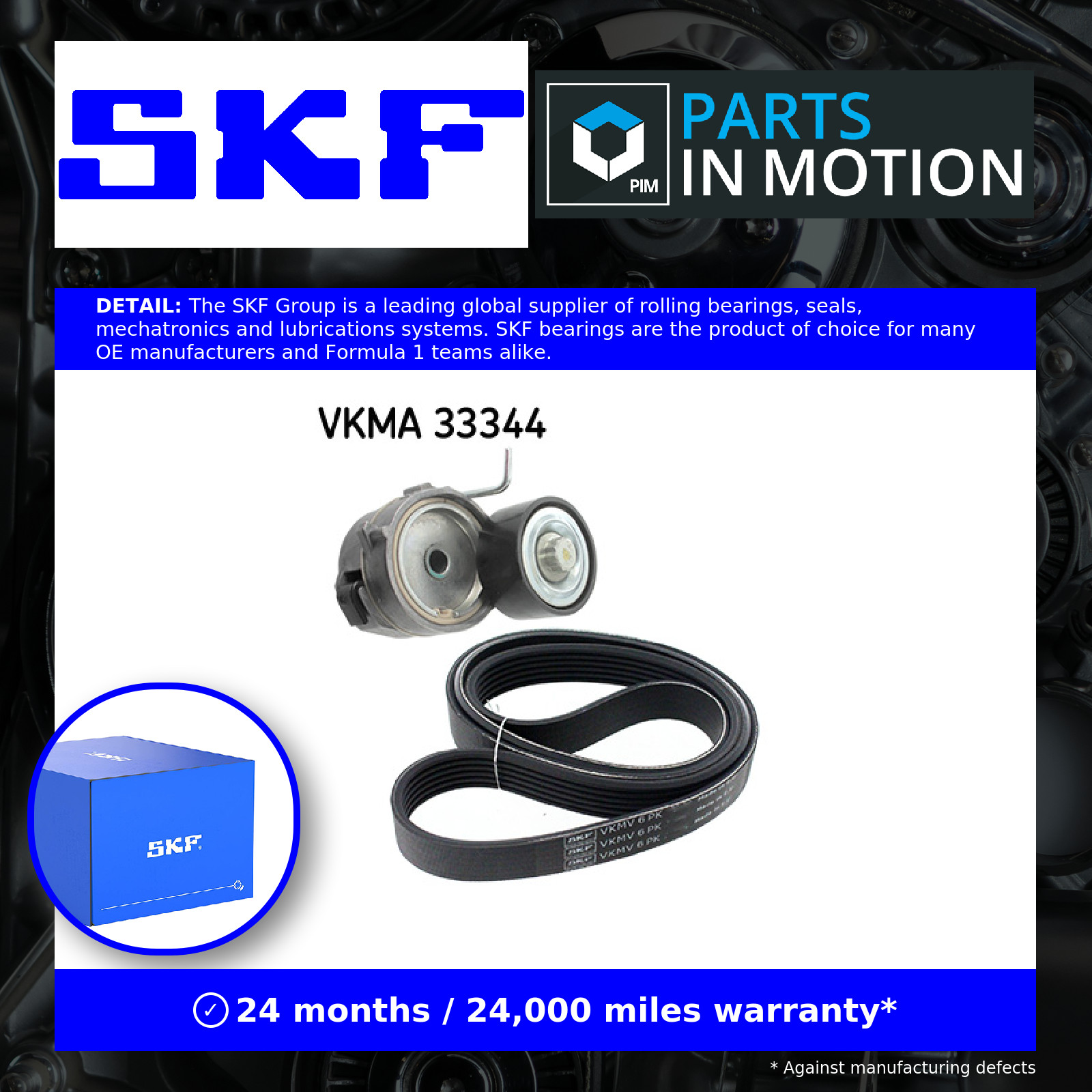 Multi-ribbed V-belt kit VKMA 33344 SKF for PEUGEOT CITROËN DS OPEL TOYOTA FIAT - Image 3
