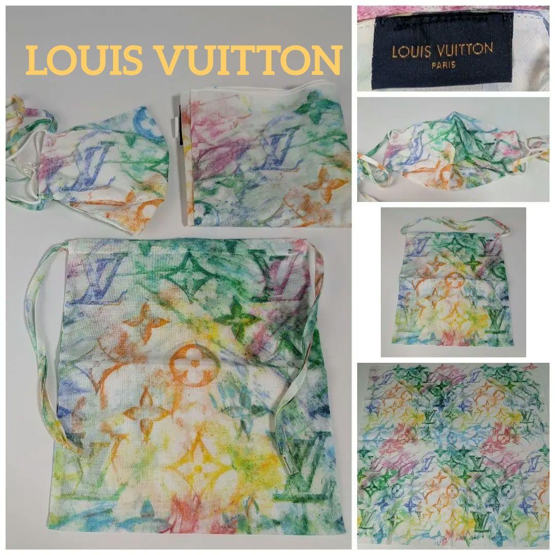 LOUIS VUITTON Colorful Multicolor Scarf Mask Drawstring Set  unused