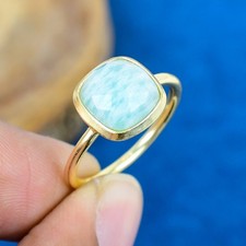 Natural Amazonite Gemstone 925 Sterling Silver Handmade Ring Gift For Birthday
