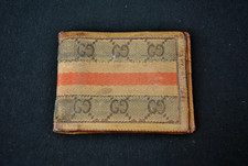 VTG Gucci Billfold Wallet Brown Leather Canvas GG Monogram 201025BS