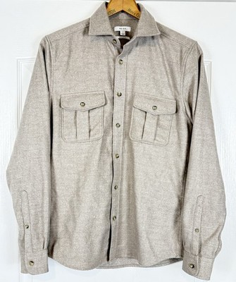 Reiss Chaser Button Shacket Twin Patch Pocket Overshirt Wheat Oatmeal Shirt S