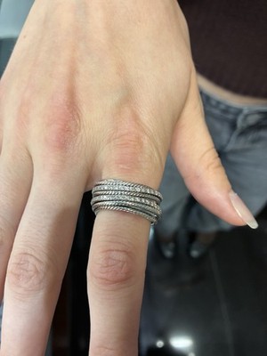 0,30 ctw Diamant David Yurman Crossover Ring Sterlingsilber Multi-Band 8,5