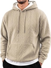 Mens Sherpa Lined Hoodie Fleece Pullover Warm Winter Sweatshirt Top
