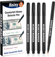 5 Pack Counterfeit Money Detector Pen, Money Marker Bill Detector Pen, Univer...