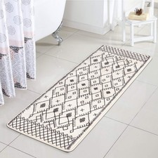 Bathroom Runner Rug 18X47 Inch Boho Long Bath Mat Non-Slip Moroccan Geometric Fa