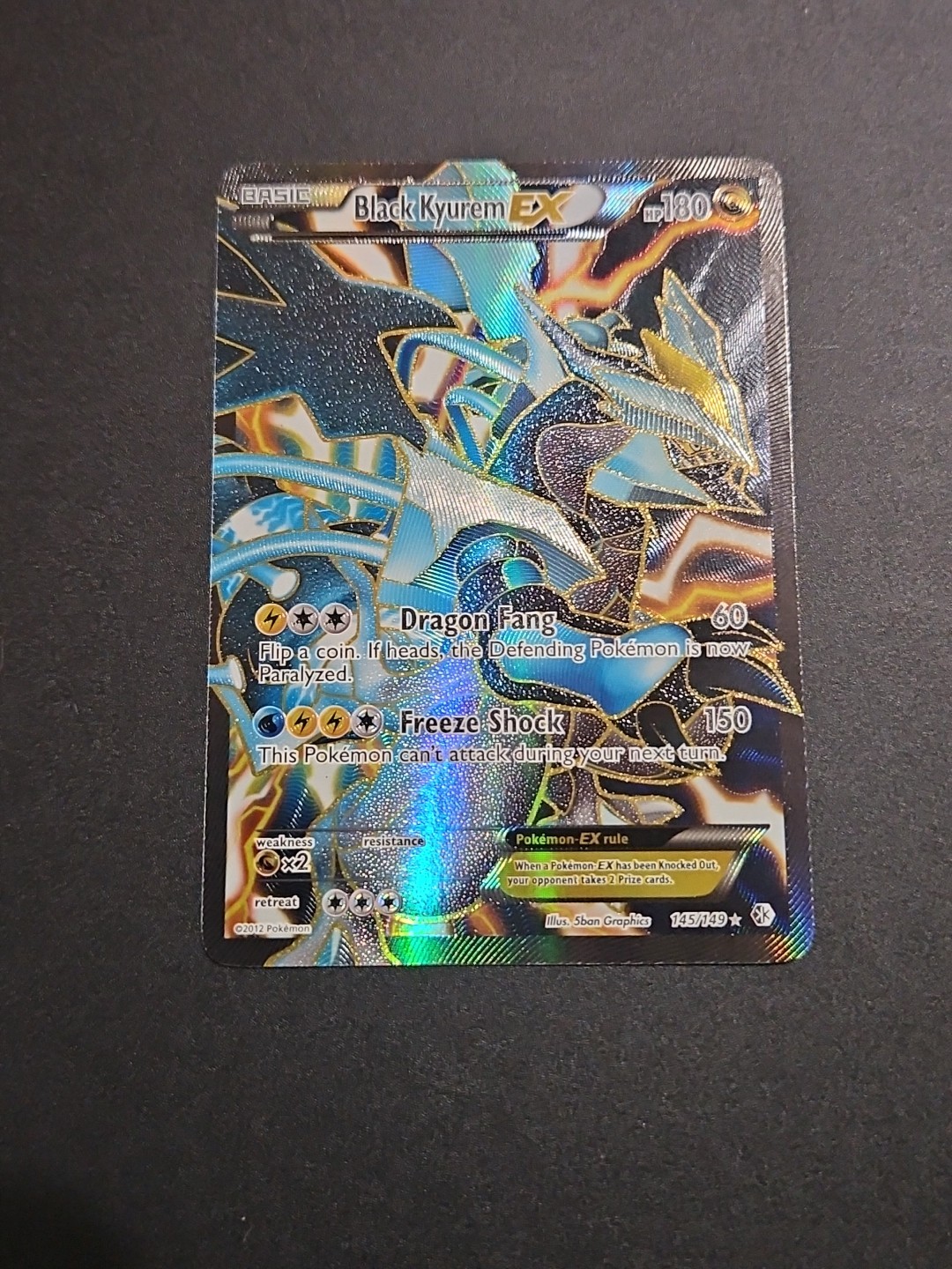 Black Kyurem EX Full Art Holo Rare Card 145/149 Boundaries Crossed NM