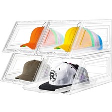 4 Pack Hat Organizer for Baseball Caps,Large Clear Cap Organizer with Drawer,...