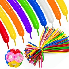 260 Long Balloons 100-Pack Assorted Color Latex Twisting Animal Modeling Balloon