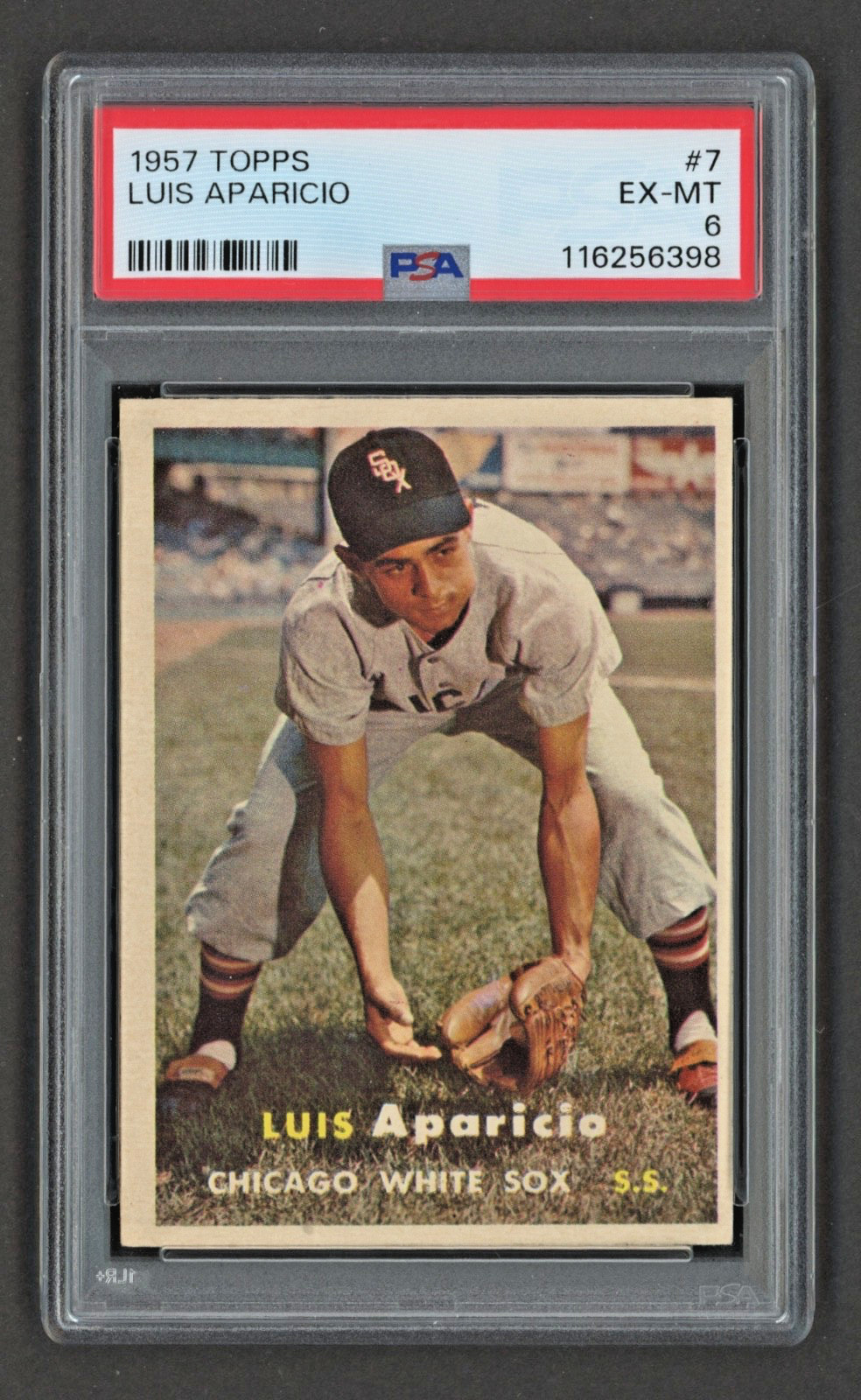 1957 Topps #7 LUIS APARICIO PSA 6 EX-MT "New to the Hobby - HOFer"