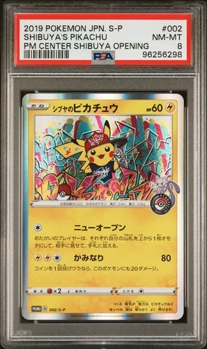 2019 POKEMON JPN S PROMO POKEMON CENTER SHIBUYA OPENING SHIBUYA'S PIKACHU PSA 8