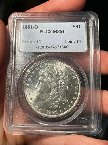 1881-O PCGS MS64 Morgan Silver Dollar Better Date, Old Blue Holder