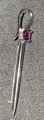 Antique 10k White Gold Amethyst Bar Brooch Pin 10 grams