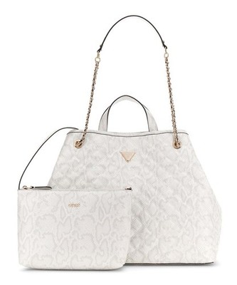 GUESS Giully II Large 2 In 1 Tote Schultertasche Tasche Cream White weiß Neu