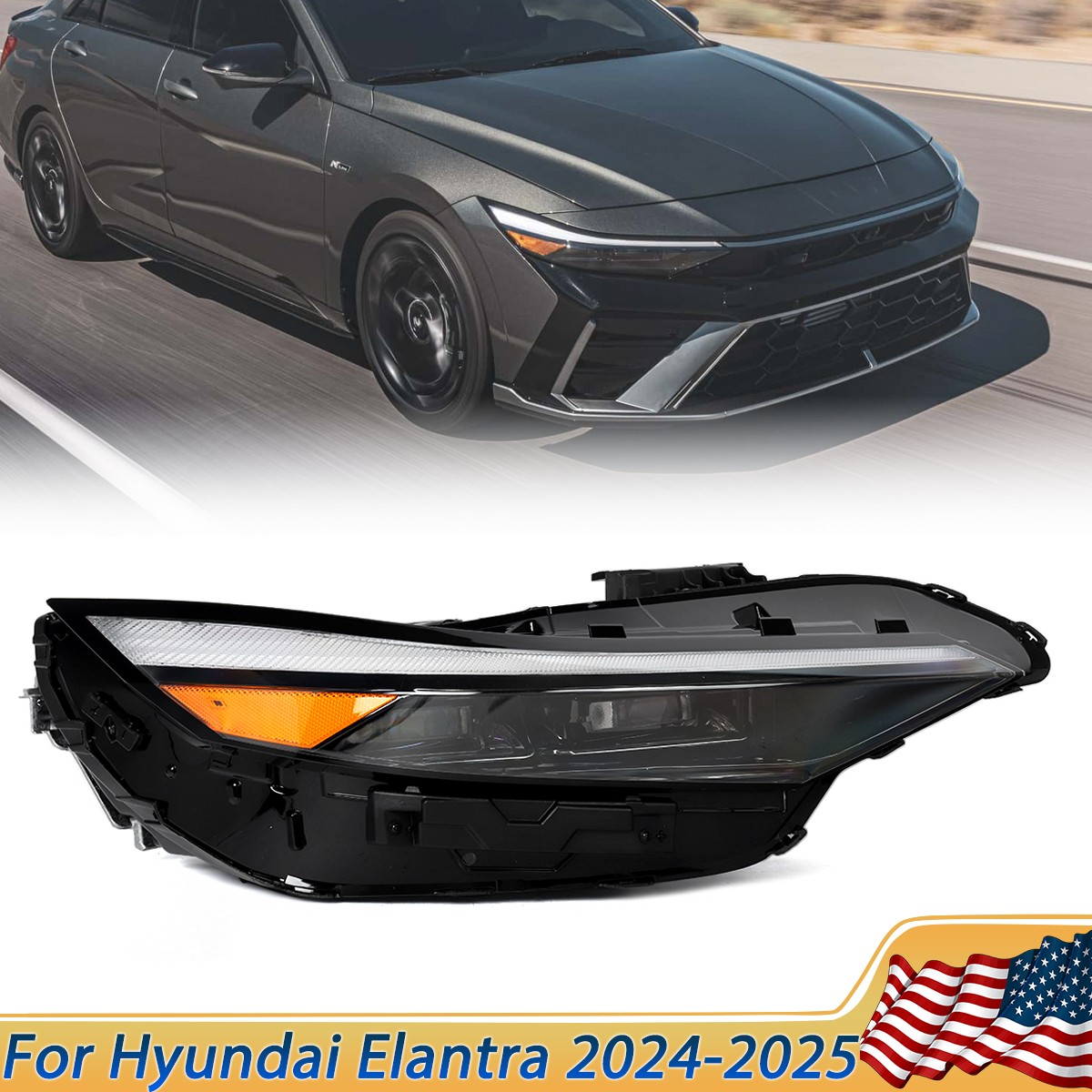 Headlight LED For 2024 2025 Hyundai Elantra Assembly Right Passenger #92102AA740