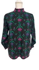Vintage 80s Justin Allen Women  s Floral Mock Neck Knit Pullover Sweater