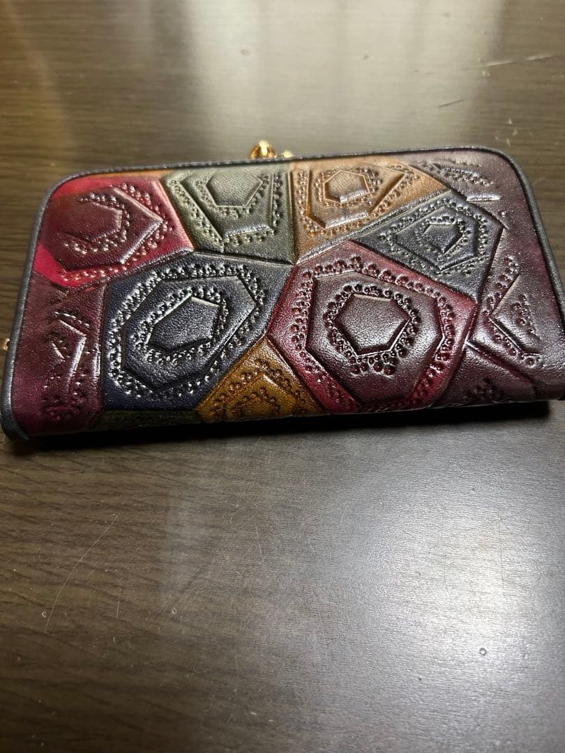 Coin Purse Multicolor hexagonal pattern leather w… - image 2