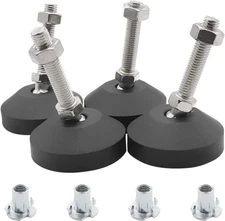 Luomorgo 4 Pcs M10 Leveling Feet with T-Nut, anti Skid Threaded Rubber Feet, Adj