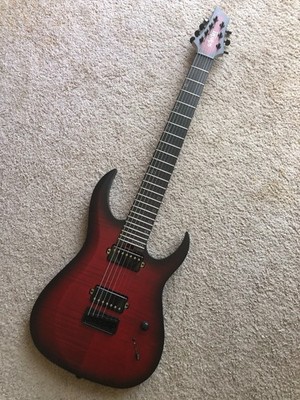 Schecter Sunset Extreme 7-String Electric Guitar Scarlet Burst with Gator Bag