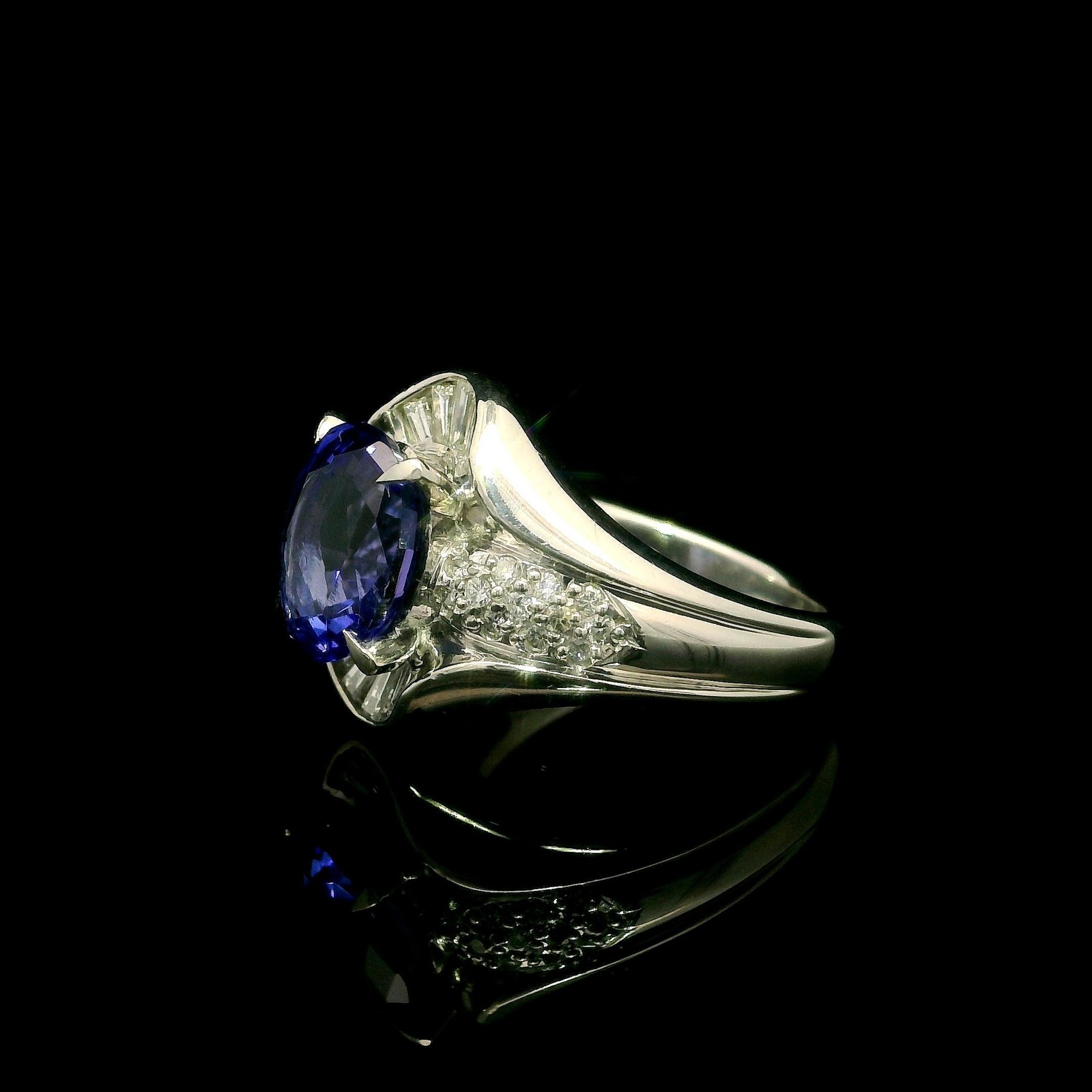 Solid Platinum 2.99ctw Oval Violet Blue Tanzanite… - image 14
