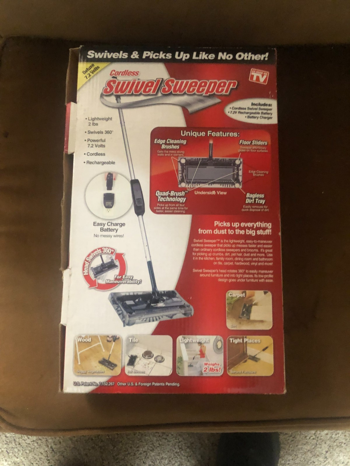 NEW Cordless Swivel Sweeper As Seen on TV Rechargeable 7.2 Volts Ontel
