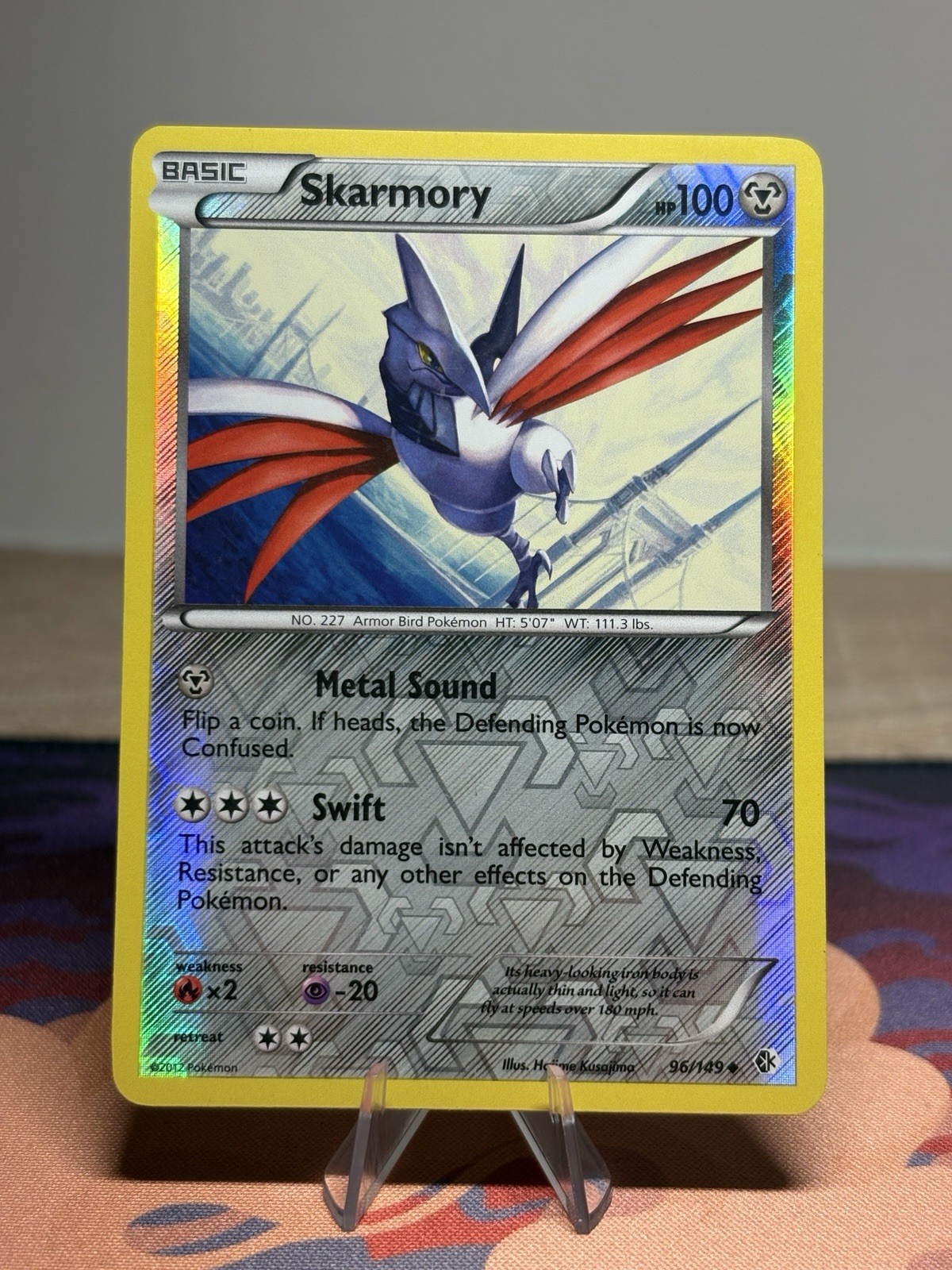 Skarmory 96/149 Boundaries Crossed Reverse Holo Pokemon Card LP NM