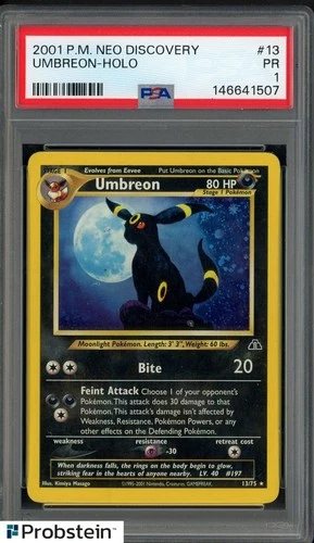 2001 Pokemon Neo Discovery #13 Umbreon Holo PSA 1 PR