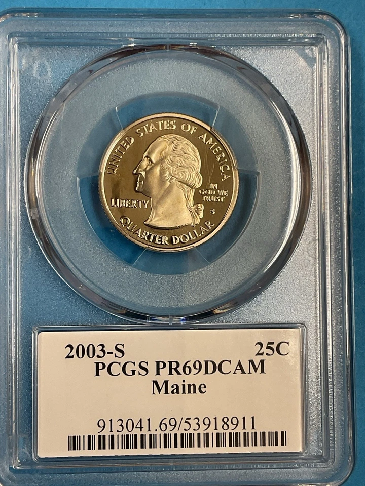 3-Coins 25c/25c/25c State Quarters PCGS PR69DCAM 2003S ME/2005S KS/2007S ID - Image 3 of 4