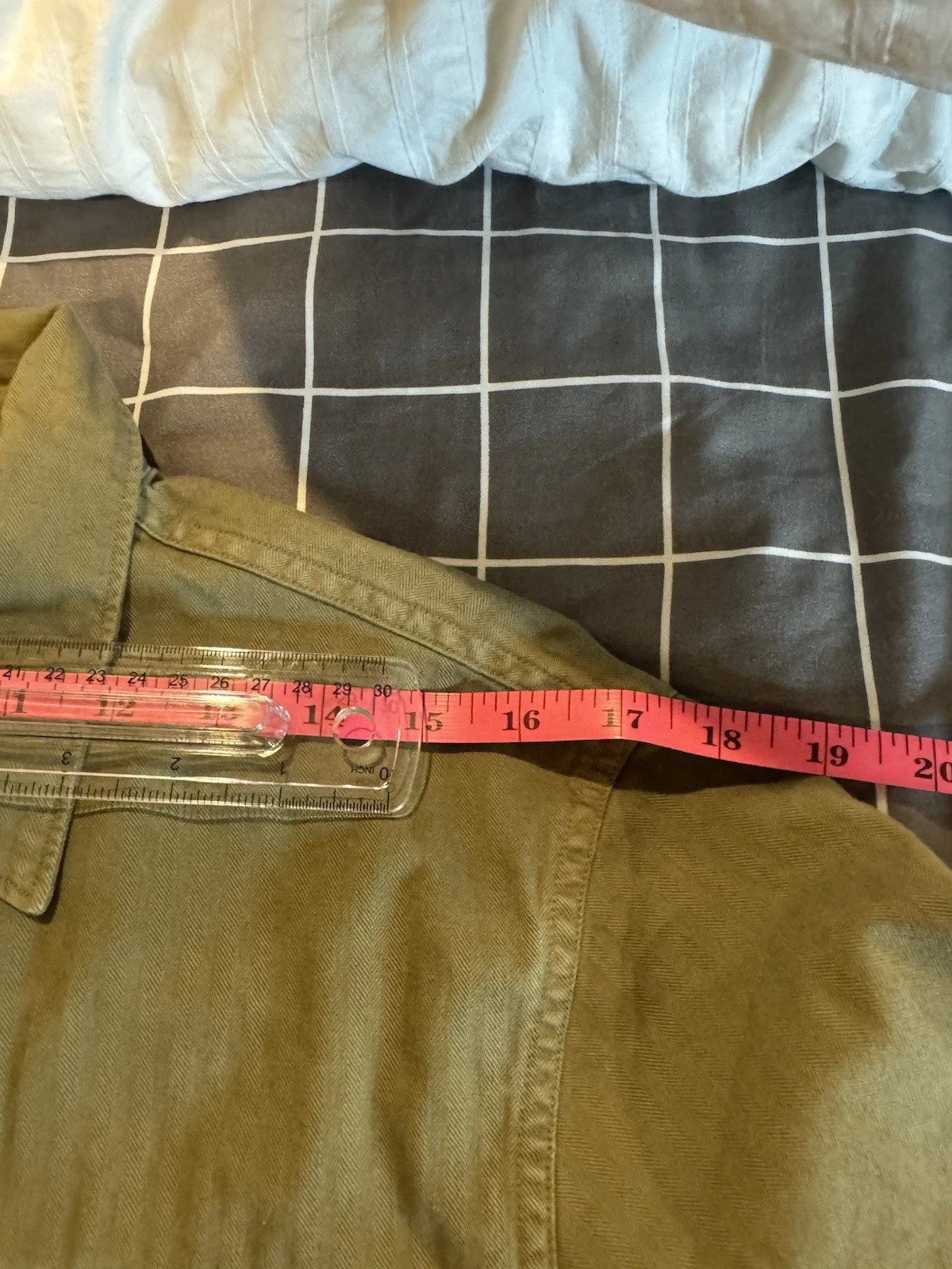 RRL Ralph Lauren Green Cotton Twill Military Jacket Shirt Pockets Size S - product detail image 18