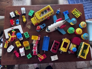 Vintage Fisher Price Little People Vehicle Accessories Lot Plane Cars Bus Vtg