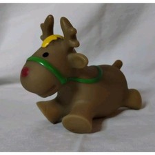 Sassy Baby Bath Toy - Rubber Plastic Reindeer 2.5"