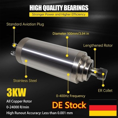 「DE」3KW Spindle CNC Frässpindel Wassergekühlter Spindel Motor ER20 24000 100mm