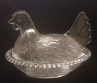 Vintage Indiana Glass Oval “Hen On Nest” Covered Dish w/Beaded Edge 7 in, CLEAR — photo 4